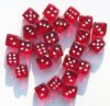 25 8mm Transparent Red & Silver Dice Beads